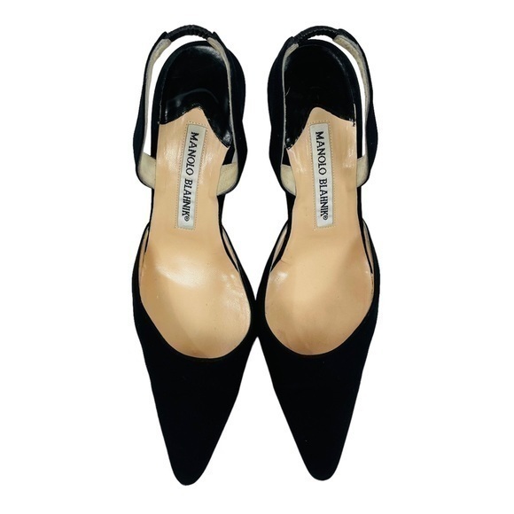 MANOLO BLAHNIK Carolyne Slingback Black | Size 35.5 | Black Fabric | EUC - Picture 7 of 14